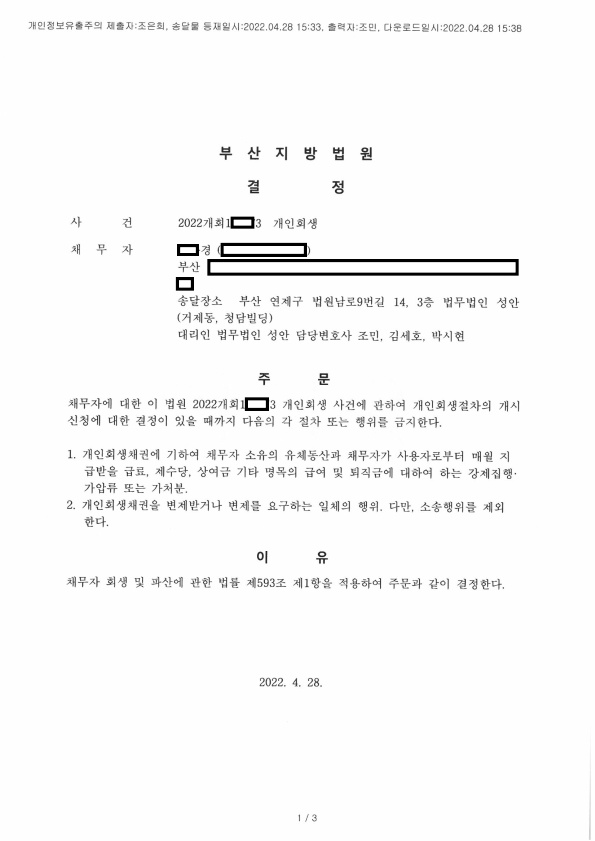 개인회생 금지명령 인용_부산_00경