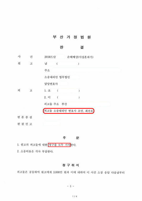 사실혼, 위자료, 낙태종용, 위자료 청구 방어 성공 사례