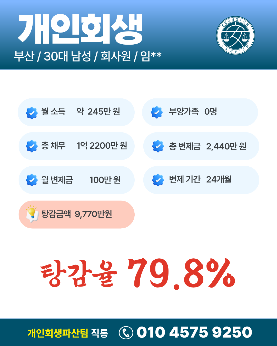 [회생]부산/ 임OO님/ 30대남성/개인회생 개시결정